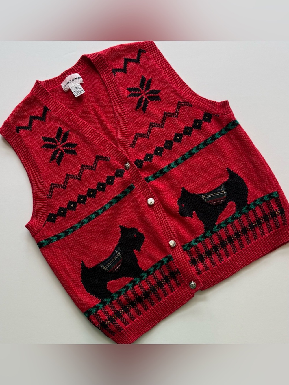 Vintage Alfred Dunner Women’s XL Scottie Dog Sweater Vest 90s Grannycore Preppy